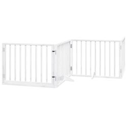 vidaXL Hundeport sammenleggbar 4 paneler hvit 320 cm poppeltre