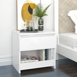 vidaXL Nattbord høyglans hvit 40x30x39 cm konstruert tre