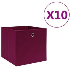 vidaXL Förvaringslådor 10 st non-woven tyg 28x28x28 cm mörkröd