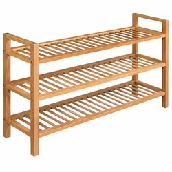 vidaXL Skostativ med 3 hyller 100x27x60 cm heltre eik