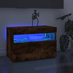 vidaXL Tv-bänk med LED-belysning rökfärgad ek 60x35x40 cm