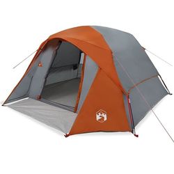 vidaXL Campingtelt 4 personer grå og oransje vanntett