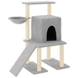 vidaXL Kattetre med klorestolper i sisal lysegrå 96,5 cm