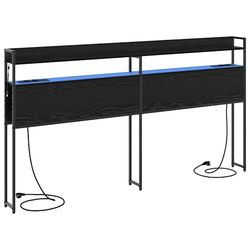 vidaXL Lagringshodegavl med hylle Svart eik 180 cm Konstruert tre