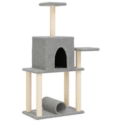 vidaXL Kattetre med klorestolper i sisal lysegrå 122 cm