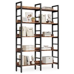 Tribesigns Bokhylla, 120 x 30 x 180 cm, 5 Hyllor, Industriell Stil, Rustik Brun