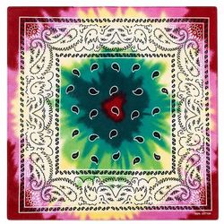 Bandana Tie Dye 55 cm – Grønn & rød paisley hodebånd skjerf i bomull
