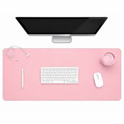 Rosa skrivebordsunderlag skriveunderlag 120x60 cm PU-lær