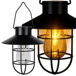 Solcellsdriven Hängande Lampa i Vintage-stil med Skymningssensor – Vattentät Utebelysning