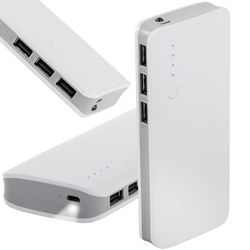 Powerbank 10000mAh, 3x USB, Lommelykt