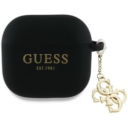 Guess AirPods 4 Silikonikuori 4G Charm - Musta