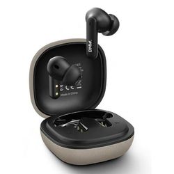 BMW TWS In-Ear øretelefon Bluetooth ENC Læder Metal Logo - Grå Brun