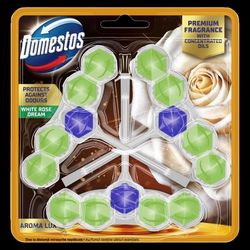 DOMESTOS Aroma Lux Hvid Rose & Grøn Tea Tree Olie Toiletblok 3 x 55 g