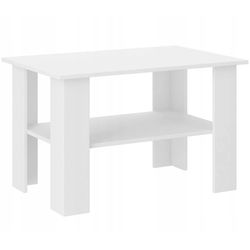 Rektangulært sofabord med hylde, hvidt, 55 x 120 x 60 cm - moderne A2