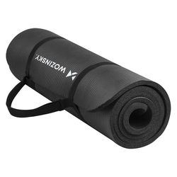 Træningsmåtte 181 x 63 x 0,9 cm tyk gymnastik yogamåtte sort