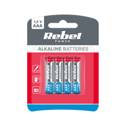 Alkaliska batterier AAA LR03 R3 LR3 4 st 1,5V Rebel-pinnar