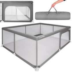 Stor kravlegård, tremmeseng, legeplads med gulv, tørbassin 150x200 grå Sun Baby