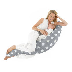 Stor Croissant Cocoon Boomerang Graviditetskudde för Sidosömn och Amning - Grå Pepparkaka