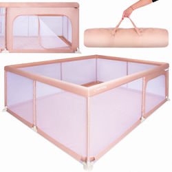 Stor kravlegård, tremmeseng, legeplads med gulv, tørbassin 150x200 pink Sun Baby