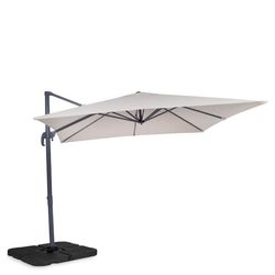 VONROC Premium Parasol Pisogne 300x300cm | Aluminium | 360° | Inkl krydsfod, fyldbare store fliser og overtræk - vierkantet | Beige