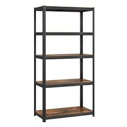 Songmics -hylderenhed, 50 x 100 x 200 cm, 875 kg belastningskapacitet (175 kg pr. Hylde), industrielle, justerbare opbevaringshylder, til stue, køkken, garage, rustik brun og sort GLR050B11