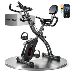 SPORTNOW 3 i 1 Motionscykel Hopfällbar Liggande Ergometer med LCD-skärm