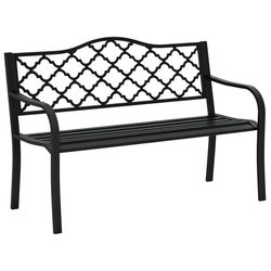 Outsunny Trädgårdsbänk 2-sits Parkbänk i metall Sittbänk upp till 280 kg Bänk Svart