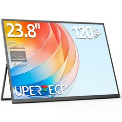 UPERFECT 23,8" FHD 1080P QLED-skærm, 120Hz, 1ms, 1000:1 Kontrast, VESA-kompatibel til bærbar/pc/spilkonsol