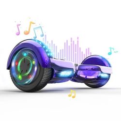 6,5 tums hoverboard med Bluetooth och LED - RCB - Perfekt present för barn Lila krom