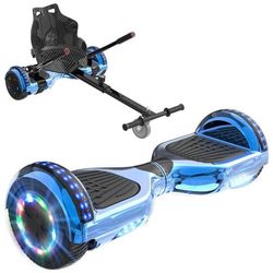 RCB Hoverboard + Kart 2-i-1 6,5 tommer Bluetooth og LED – Justerbart kart – blå/sort – ideel gave til børn