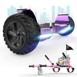 Hoverboard RCB 8,5 Tum Elektrisk Terräng Scooter Gyropod Hummer Bluetooth LED + Hoverkart Karting Justerbar Lila & Rosa