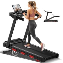 ROBORE SF60 lutande löpband – 3,0 HP tyst motor, 18 % automatisk lutning, 12 km/h, 160 kg lastkapacitet, stötdämpning i flera lager