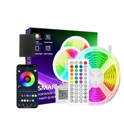 20m Bluetooth ultratynt LED-lyslistsett, smart app 44-tasters stemningslys med fjernkontroll