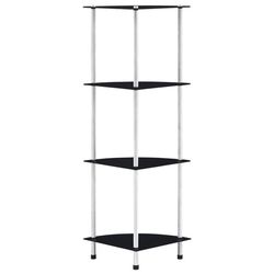 Hylla 4 hyllplan svart 30x30x100 cm härdat glas