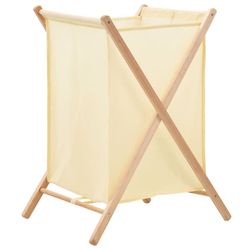 Tvättkorg cedarträ och tyg 42x41x64 cm beige
