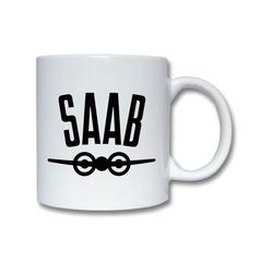 Muki: SAAB Logo Before 1969, posliinimuki eloisalla ja uniikilla kuviolla, täydellinen sekä kahvin että teen ystäville