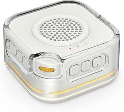 White noise machine with 28 sounds, noise detection, and portable Bluetooth