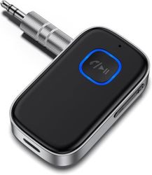 Bluetooth 5.0-mottagare, 3,5 mm Aux-uttagsadapter för bil, trådlös Bluetooth-sändare med brusreducering för hörlurar och högtalare