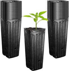 50-delt sæt dybe plasttræpotter, velegnet til planteskoler, 20 cm høj, velegnet til indendørs og udendørs haveplanter.