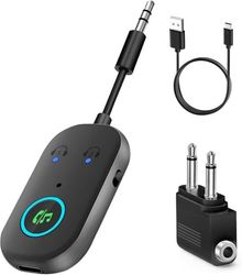 Bluetooth 5.3-modtager - 2-i-1 Bluetooth-sender - 3,5 mm Bluetooth-adapter - Bluetooth-modtager - Understøtter 2 til AirPods/hovedtelefoner - AUX