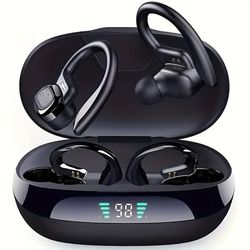 Trådlösa Bluetooth-hörlurar, svarta, laddningsfodral med LED-display, TWS in-ear-hörlurar