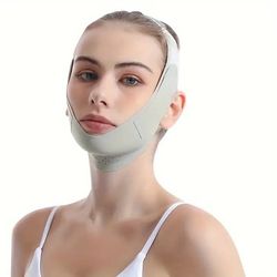 V-formet ansigtsmaske, grafen løftende hagelmaske, V-formet ansigt, blød silikone hagestrop, unisex, til brug under søvn, kæbeøvelser (grøn).