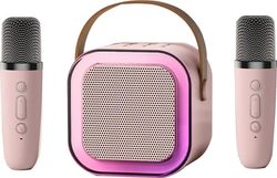 Bluetooth karaoke mikrofoner til børn og voksne, med Bluetooth højttaler, RGB belysning, pc'er, mobiltelefoner, tablets, tv'er, andre enheder, 1 par i pink