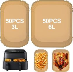 100 ark bakplåtspapper, lämpligt för Philips Airfryer Dual Basket 3000/5000-serien, lämpligt för Tefal dubbelkammare, 6/3 l