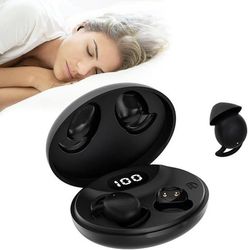 Mini In-Ear Bluetooth Side-Sleeping Høretelefoner med LED-display, Sort
