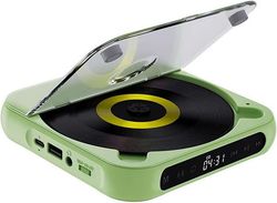 Bærbar CD-afspiller (grøn), Retro Desktop CD-afspiller, Genopladelig, Kompatibel med hjemme-/bil-CD/CD-R/CD-RW/MP3