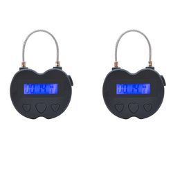 To smarte timerlåse med LCD-display, USB-opladning, midlertidig timer, hængelås, rejseelektronisk timer, sort.