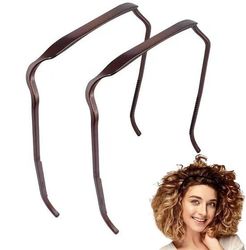 2 stk. solbrillehårbånd, usynligt moderigtigt hårbånd, fluffy look, hårbåndstilbehør til mænd og kvinder (gulbrun)