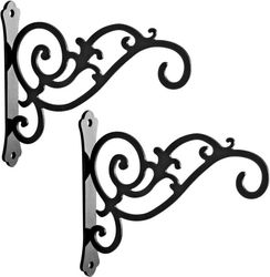 2-pak - Planteophæng - Smedejern - Sort - 16*14 cm - Ophængsbeslag - Lanterneholder - Blomsterpotteholder - Til indendørs og udendørs brug