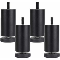 Et sæt med 4 justerbare møbelben i aluminiumslegering – 10 cm højde – rustfri anodiseret finish – velegnet til sofaer, senge og borde.